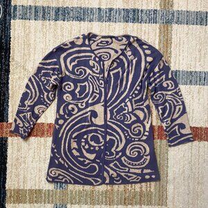 Peruvian Connection Geometric Swirl Patterned Tunic Pima Cardigan Large $259